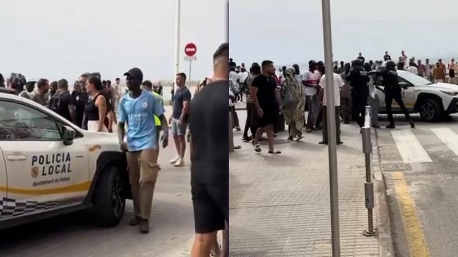 Vídeo: 40 vendedores rodean y desafían a la Policía Local en El Arenal; hay daños