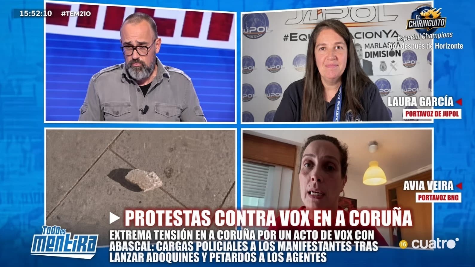 Risto Mejide expulsa a Avia Veira de BNG por justificar la violencia contra VOX