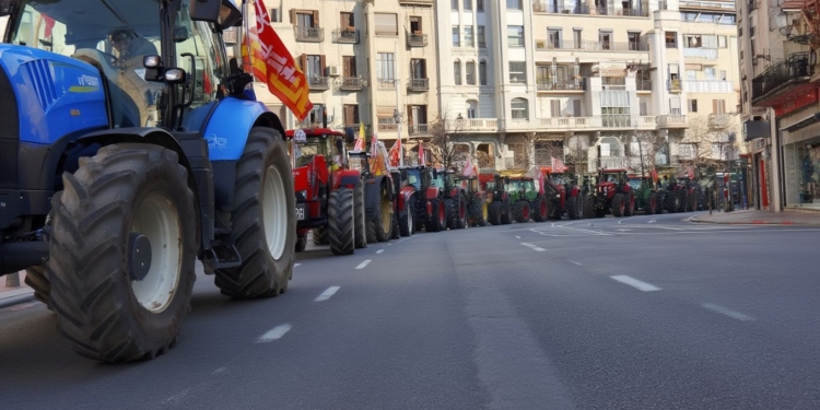Concentración de agricultores en Zaragoza