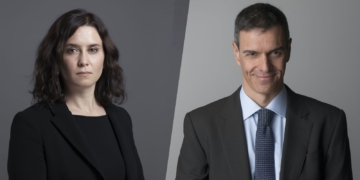 Ayuso y Pedro Sánchez en primer plano