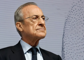 Florentino Pérez primer plano durante un acto institucional.