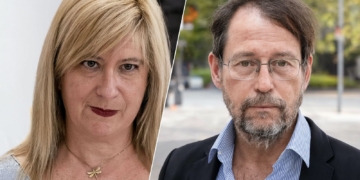 La trama de Leire Díez y el intento de soborno con 300.000€ para comprar al fiscal Grinda. Montaje con los retratos de Leire Díez (izquierda) y el fiscal José Grinda (derecha).
