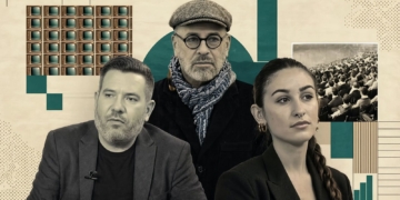 Los 61 periodistas de Teijelo: la red de propaganda del PSOE al descubierto. Collage con el abogado Jacobo Teijelo (izquierda), Chema Garrido (centro) y Ángela Poves (derecha).