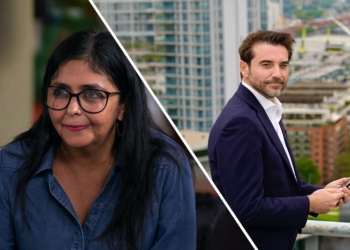 Delcy Rodríguez busca blanquear su legado chavista ante Javier Negre. Montaje con Delcy Rodríguez (izquierda) y Javier Negre (derecha).