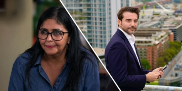 Delcy Rodríguez busca blanquear su legado chavista ante Javier Negre. Montaje con Delcy Rodríguez (izquierda) y Javier Negre (derecha).