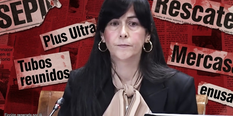 ¿Quiénes son los 25 nuevos imputados por Pedraz? Belén Gualda, presidenta de la SEPI, en un montaje con recortes de prensa.