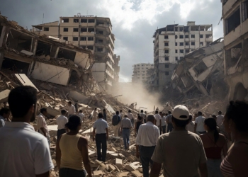 Terremoto y represión: el chavismo prefiere muertos que ayuda. Escena de destrucción tras un terremoto en Venezuela, con edificios derrumbados y personas entre los escombros.