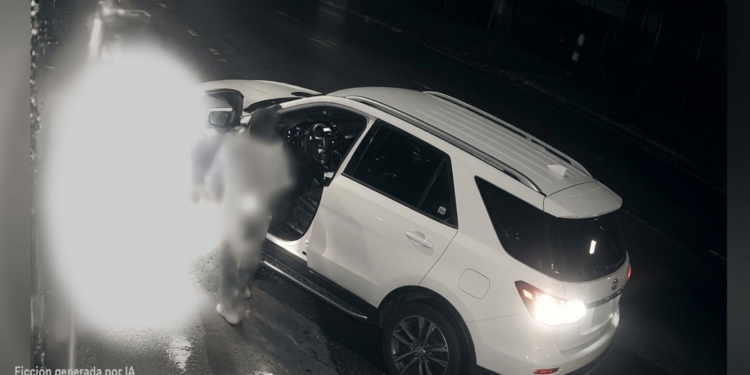 Vídeo del suceso que ha dejado a Italia en shock: piden 18 años de cárcel a una mujer por defenderse de un ladrón. Escena nocturna de un suceso en Italia con un coche blanco y personas cerca, generada por IA.